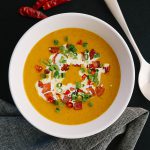 Keto pumpkin soup low carb. Easy recipe using kabocha.