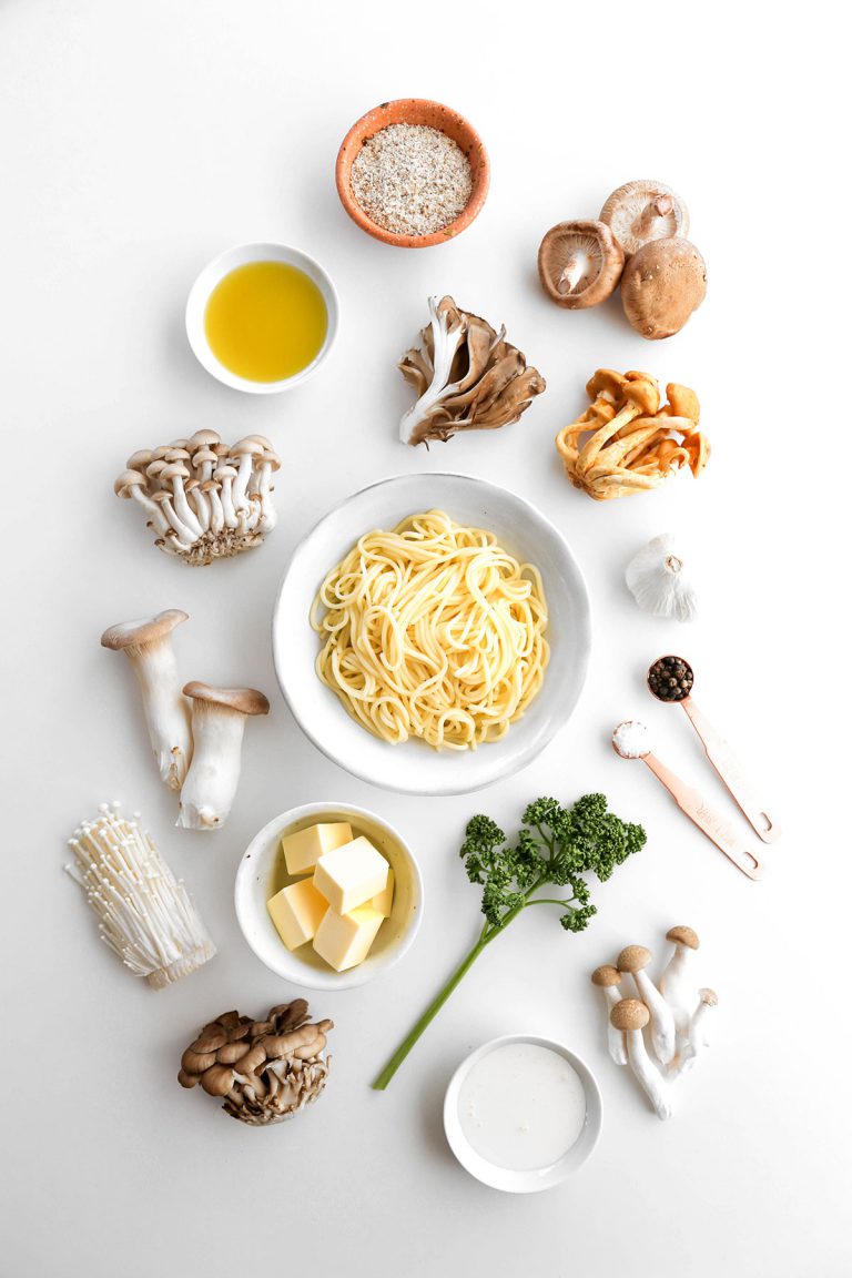 Mushroom Pasta for Keto with Japanese Mushrooms and Shirataki