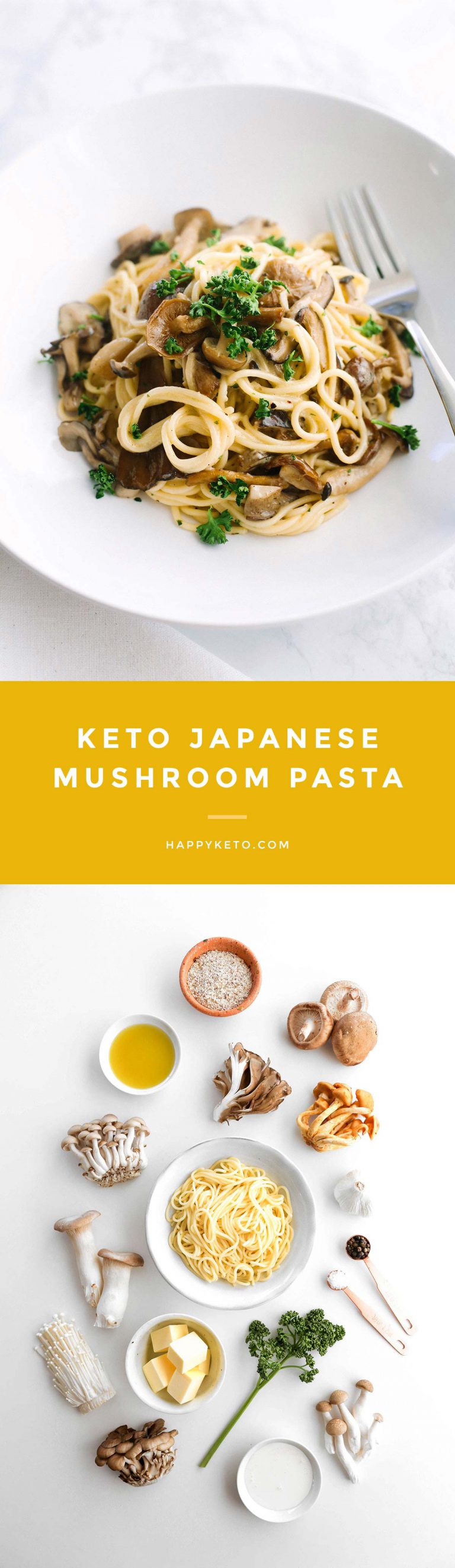 Mushroom Pasta for Keto with Japanese Mushrooms and Shirataki